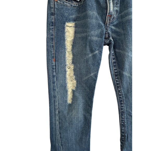 vintage True Religion Women’s Distressed Flare Jeans Size 28 Blue Denim Made In - Picture 8 of 11